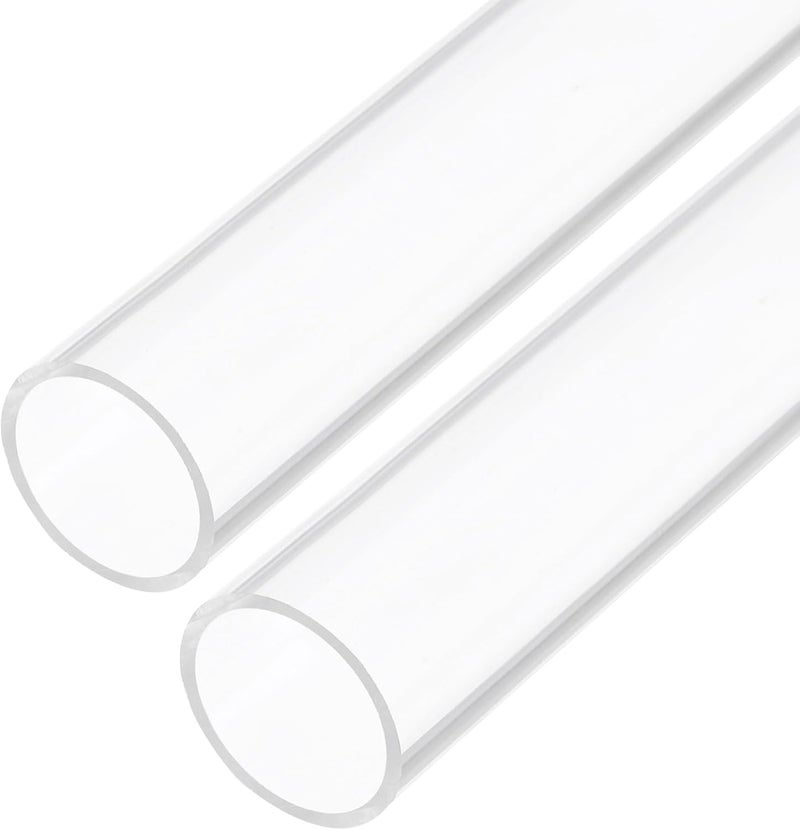 Rebower 12" Clear Plastic Rigid Pipe 21mm x 25mm(0.8" x 1") Acrylic Tube Round Polycarbonate Tubing, [for Plumbing, Hydraulics, Aquarium, DIY] - 2Pcs - Image 1